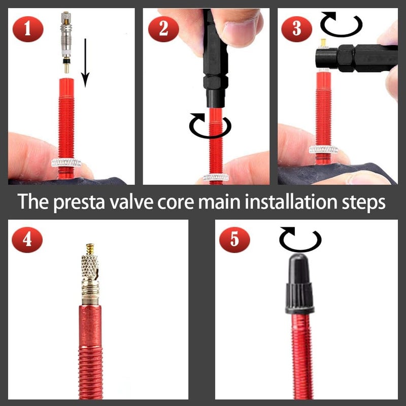 Ciomszan Presta Valve Core Bike Valve Core Removal Tool MTB Tire Valve Stem Repair, Bicycle Valve Core Replacements Set, Presta & Schrader Valve Stem Remover Tool Kit - Image 5